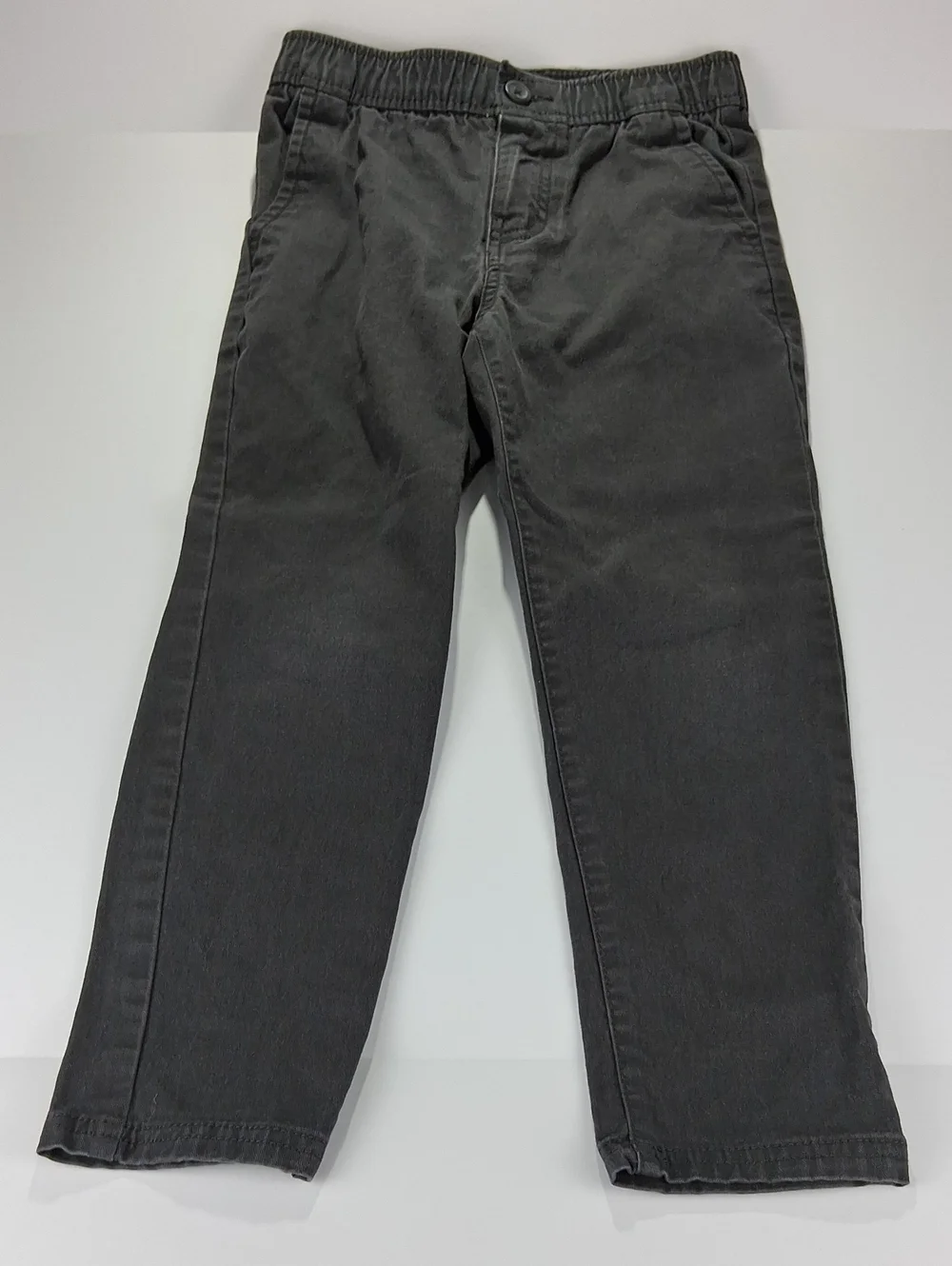Boys Old Navy Khaki Pants Size Small (6/7) Taper Leg Dark Gray Button Fly Pocket